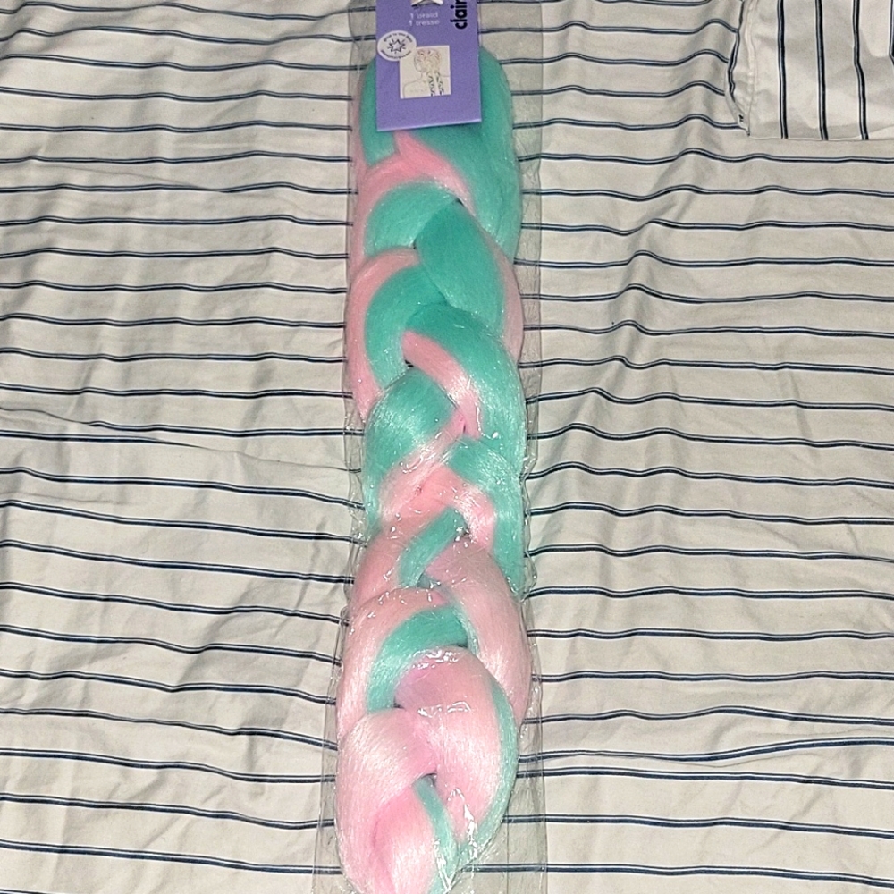 Pink blue hair extensions